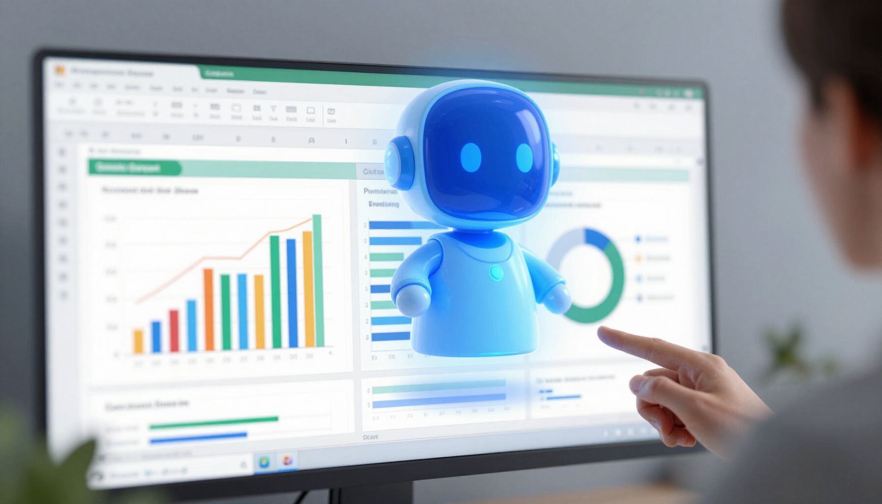 Excel Copilot AI data analysis dashboard showing charts and insights